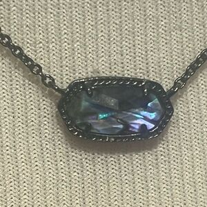 Kendra Scott Elisa iridescent Pendant Necklace Gunmetal, Abalone Shell
